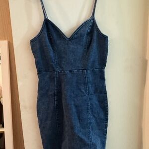 Iris Blue Mini Sheath Dress with Spaghetti Straps and V-Neck